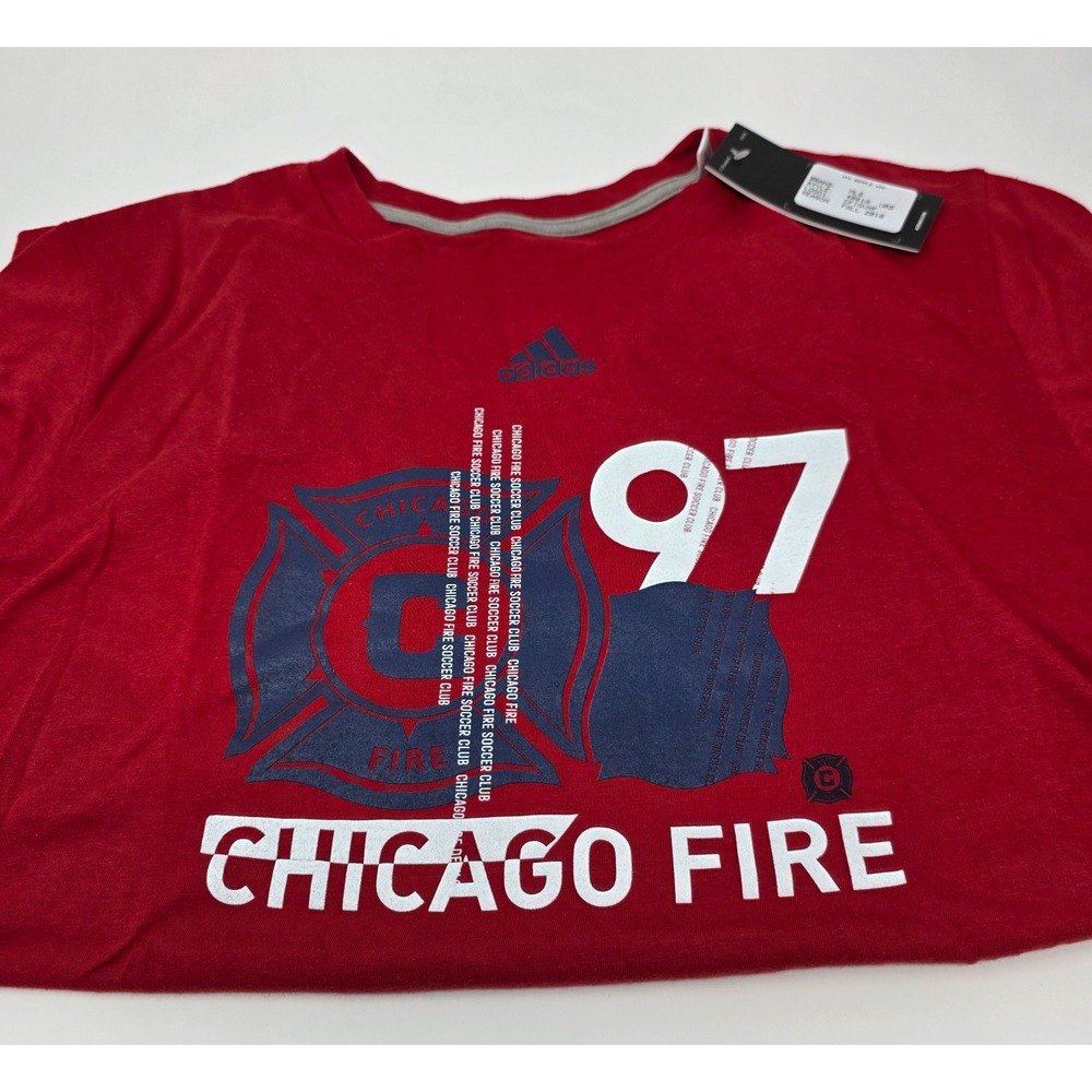 Adidas MLS Chicago Fire Logo The Go To T-Shirt Womens‎ Size L Red Crew Neck